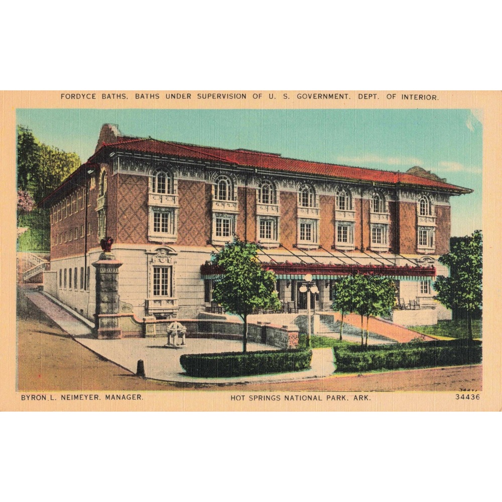 Fordyce Baths Hot Springs National Park AR Linen Postcard 1930s No 34436